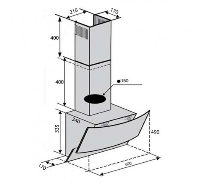 Витяжка VENTOLUX WAVE 60 BK (900) TRC