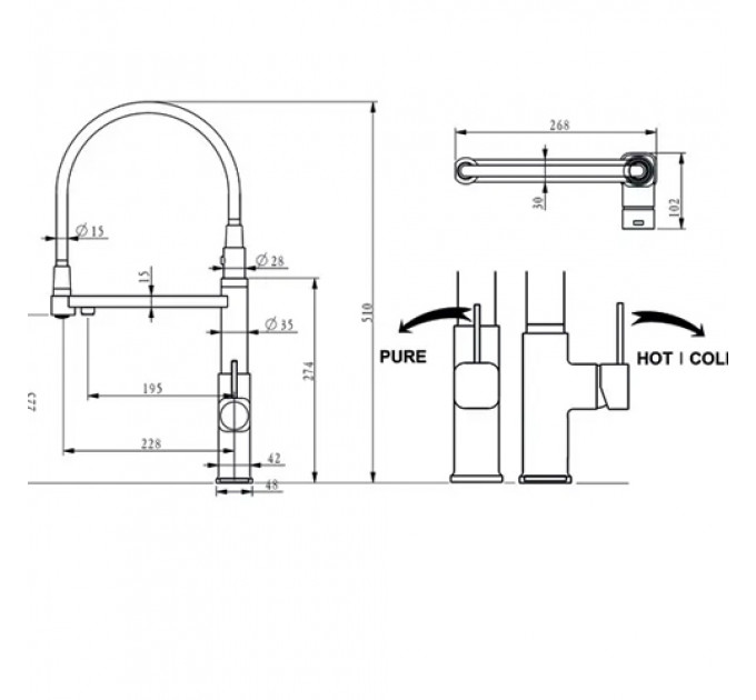 Кухонний змішувач FABIANO FKM 3119 PX Black Steel