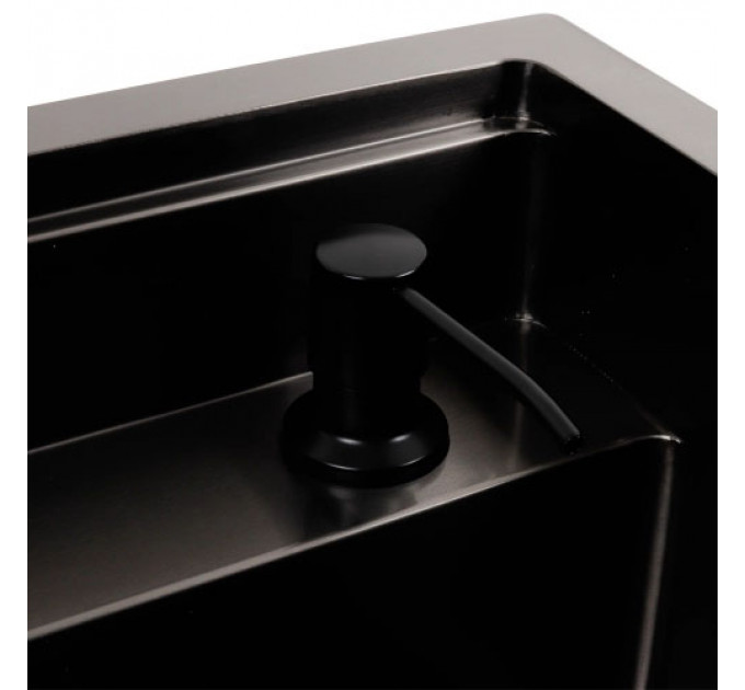 Кухонна мийка PLATINUM TZ 50*50 PVD чорна прихована Handmade