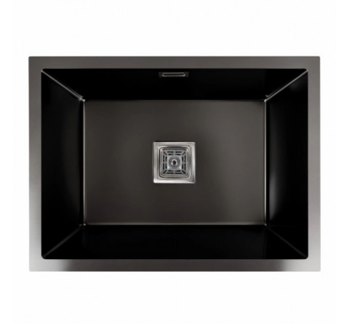 Кухонна мийка PLATINUM 58*43 PVD чорна монтаж під столешню Handmade HSB (квадратний сифон 3,0/1,0)