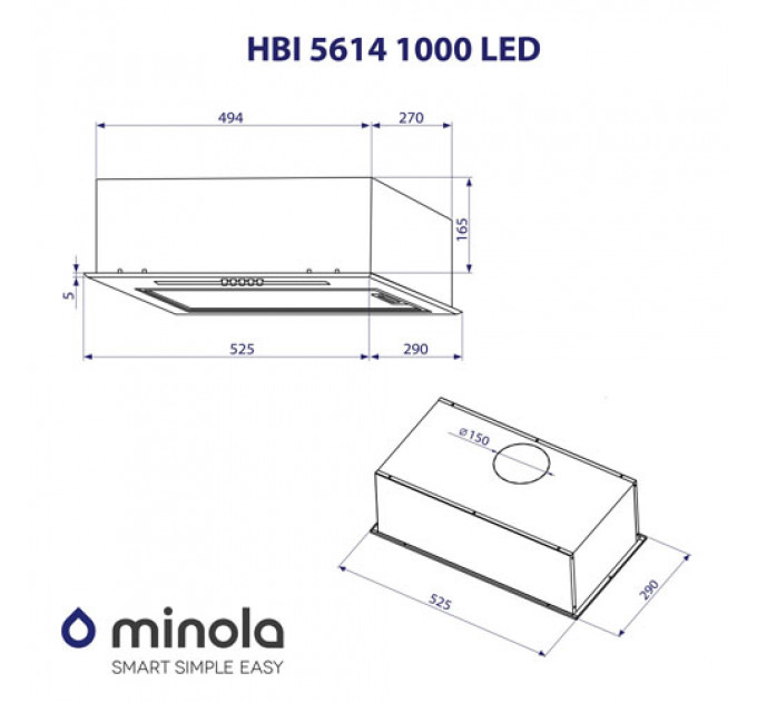 Витяжка MINOLA HBI 5614 I 1000 LED