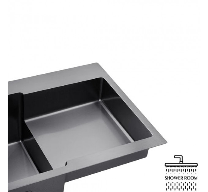 Кухонна мийка KRONER KRP PVD Schwarze - 7848LHM (3.0/1.0 мм)