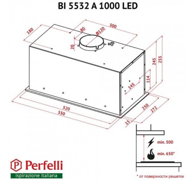Витяжка PERFELLI BI5532 A 1000 BL LED
