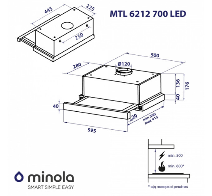 Витяжка MINOLA MTL6212BL700LED