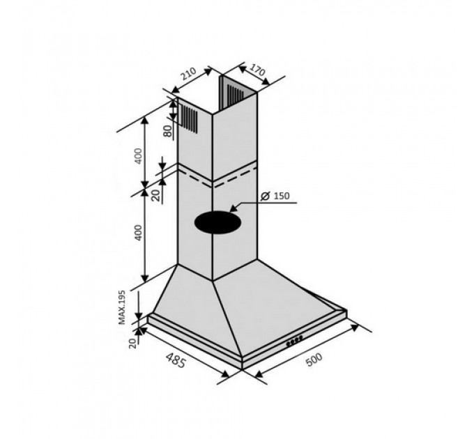 Витяжка VENTOLUX LIDO 50 WH (700)