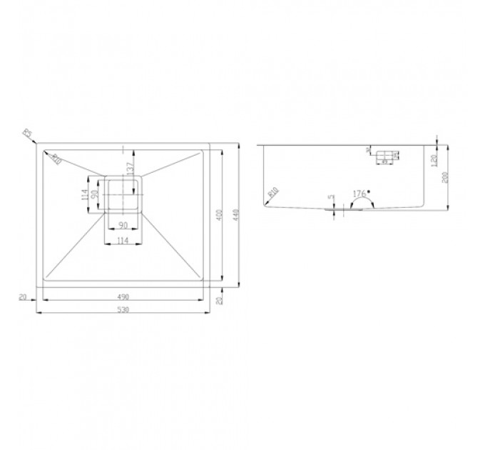 Кухонна мийка FABIANO Quadro 53 Celldecor Nano Graphite