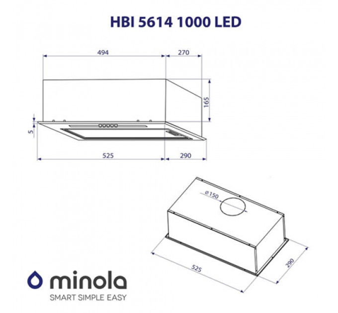 Витяжка MINOLA HBI 5614 BL 1000 LED