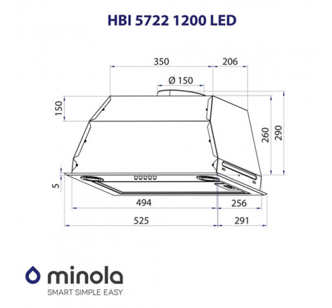 Витяжка MINOLA HBI 5722 WH 1200 LED