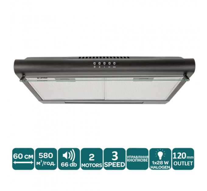 Витяжка VENTOLUX ROMA 60 BK 2M LUX