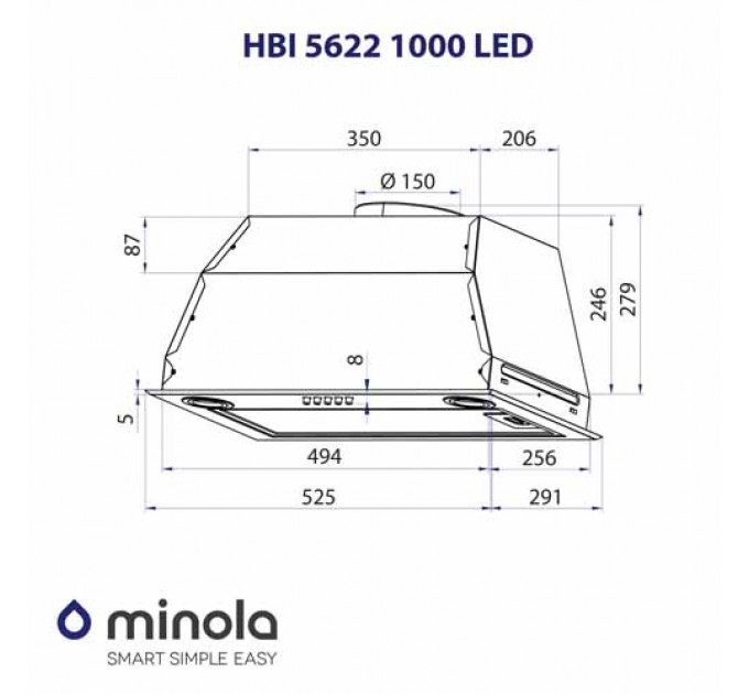 Витяжка MINOLA HBI 5622 BLF 1000 LED