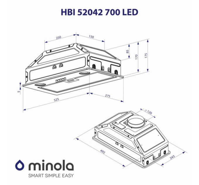 Витяжка MINOLA HBI 52042 BL 700 LED