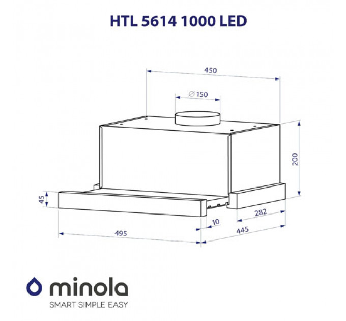 Витяжка MINOLA HTL 5614 BLF 1000 LED