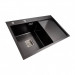 Кухонна мийка PLATINUM 78*50B L PVD Black Handmade (два отвори ,квадратний сифон 3.0/1.0)