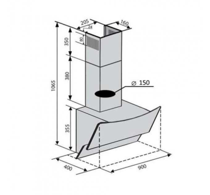 Витяжка VENTOLUX WAVE 90 BK (1000) TRC IT