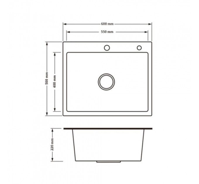 Кухонна мийка LIDZ Handmade H6050G Brushed Grey PVD 3,0/1.0 мм