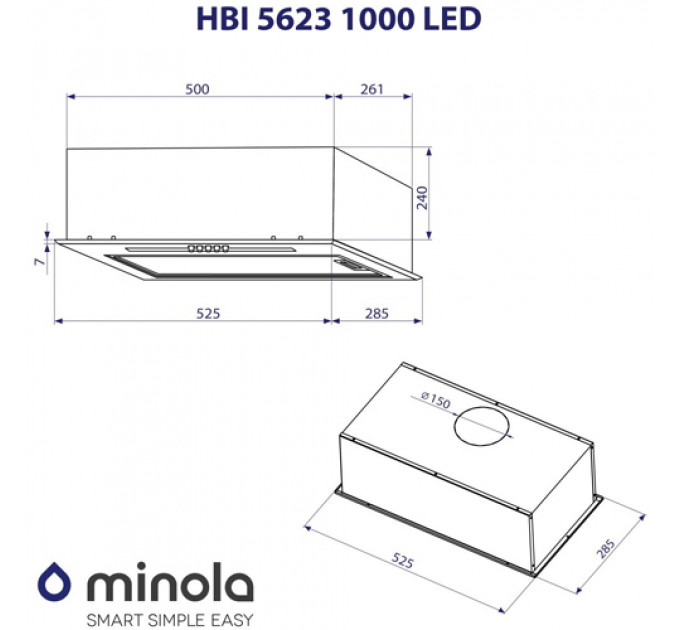 Витяжка MINOLA HBI 5623 BL 1000 LED