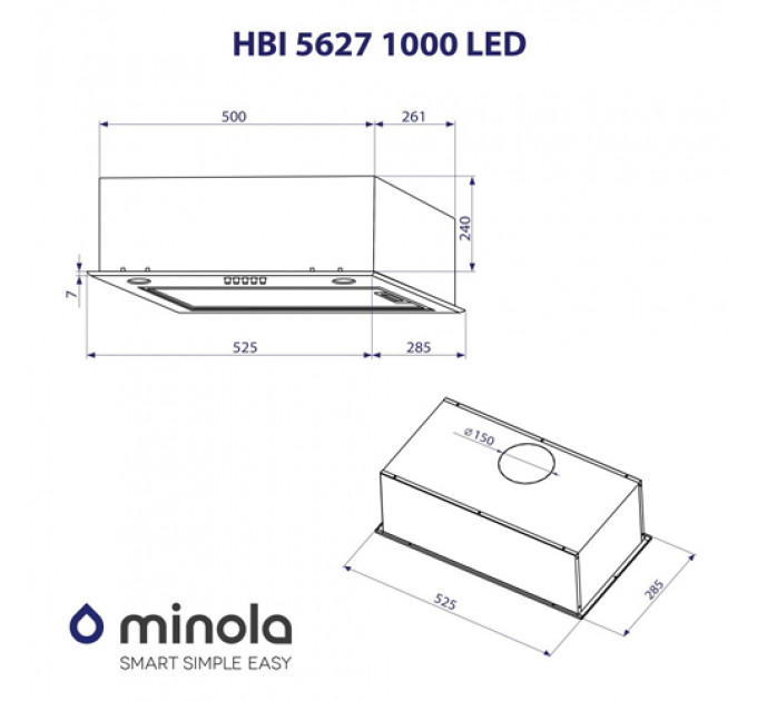 Витяжка MINOLA HBI 5627 GR 1000 LED