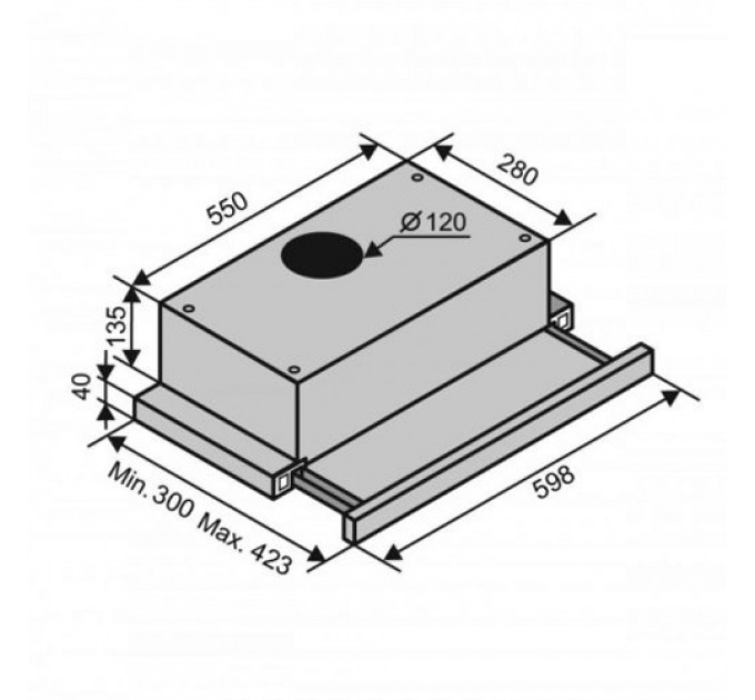 Витяжка VENTOLUX GARDA 60 BK (650) IT H