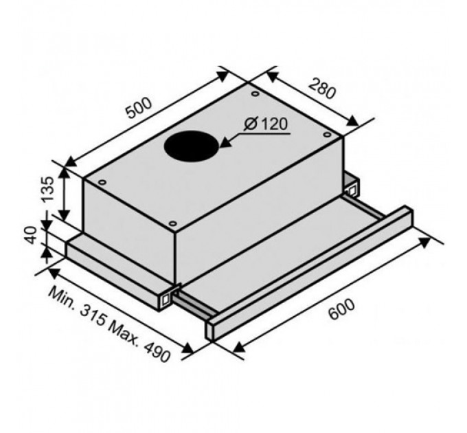 Витяжка VENTOLUХ GARDA 60 INOX/BK GL (620)T