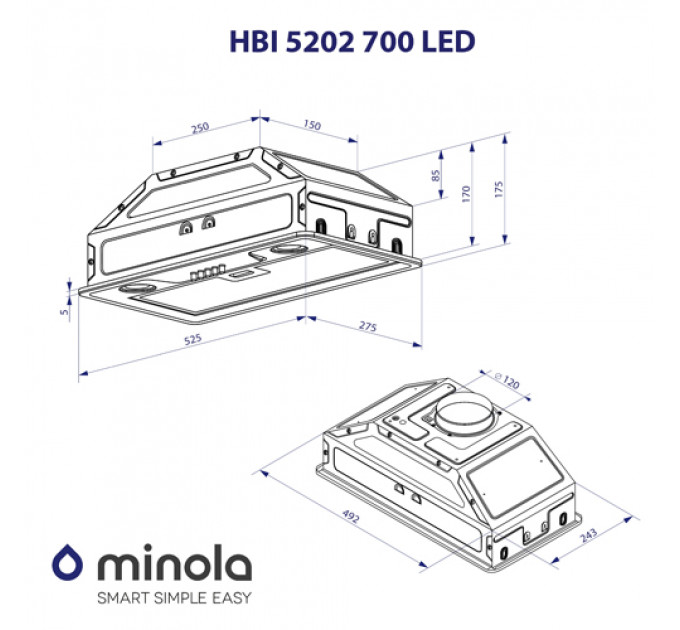 Витяжка MINOLA HBI 5202 I 700 LED