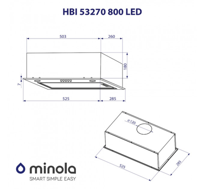 Витяжка MINOLA HBI53270BL800LED