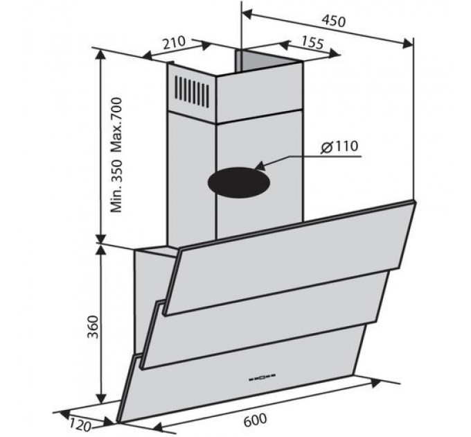 Витяжка VENTOLUХ RIALTO 60 WH (750) TRC A