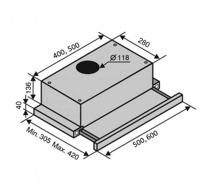 Витяжка VENTOLUX GARDA 50 INOX (750) SMD LED