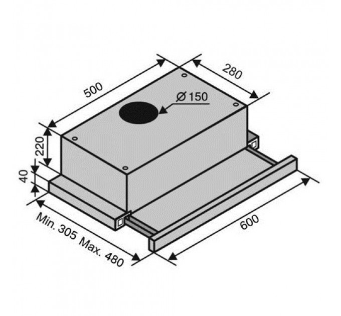 Витяжка VENTOLUХ GARDA 60 BK/BG (1100) SMD LED