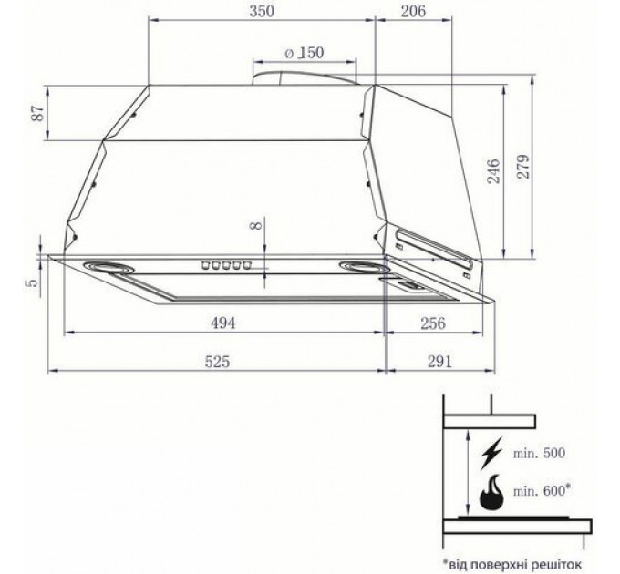 Витяжка MINOLA HBI 56 22 WH 1000 LED