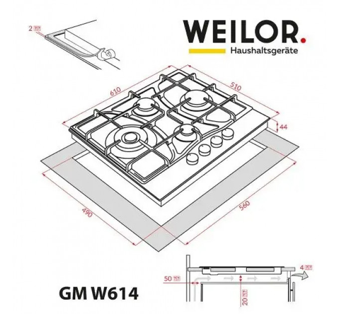Варильна поверхня WEILOR GM W 614 WH 