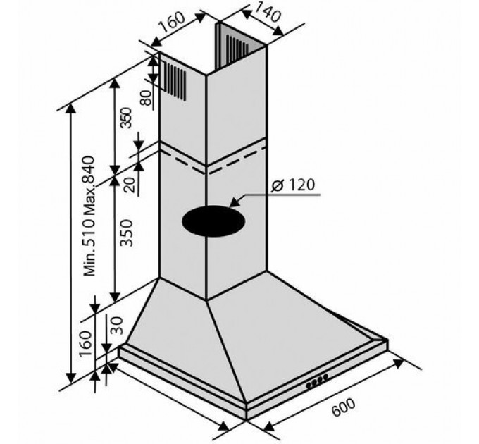 Витяжка VENTOLUХ LIDO 60 WH (450)