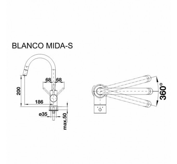 Кухонний змішувач BLANCO MIDA-S (521455) Антрацит