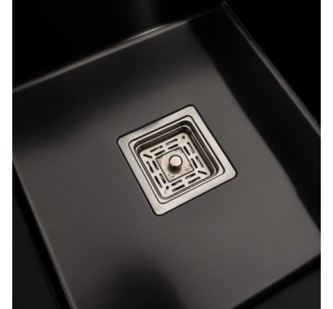 Кухонна мийка PLATINUM 65*50 L PVD чорна Handmade (квадратний сифон 3,0/1,0)