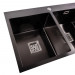 Кухонна мийка PLATINUM Handmade PVD HDB чорна 78*48 на дві чаші (квадратний сифон,3.0/1.0)