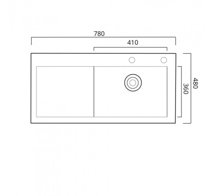 Кухонна мийка PLATINUM 78*48 R Handmade (два отвори,круглий сифон 3,0/,08)