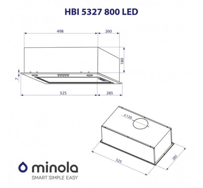 Витяжка MINOLA HBI 5327 WH 800 LED