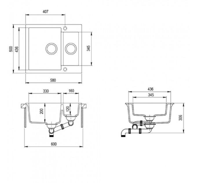 Кухонна мийка AQUASANITA TESA SQT150W-220 Argent