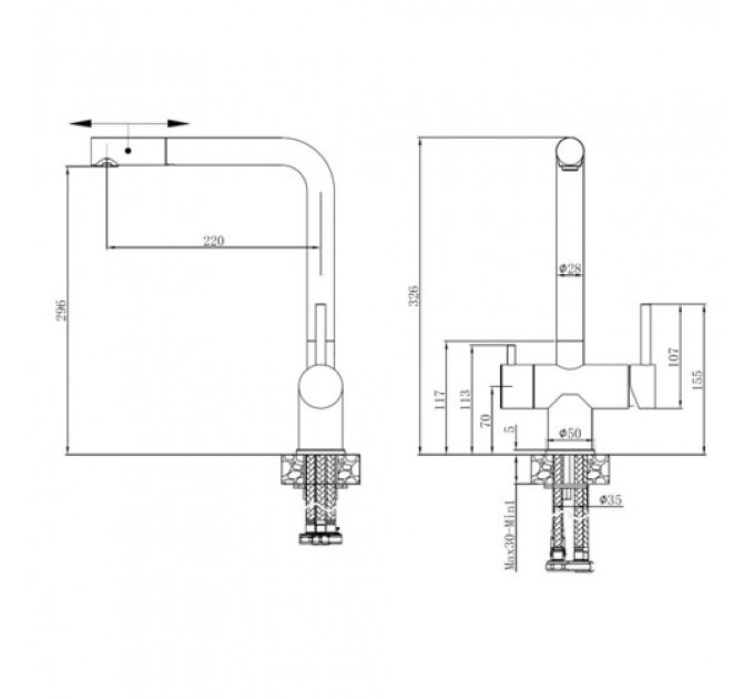 Кухонний змішувач FABIANO FKM 3116P SS Anracit