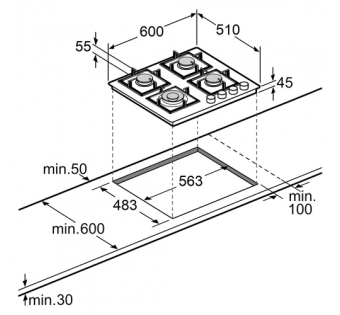 Варильна поверхня FABIANO FHG 1444 VGHT2 Black Glass