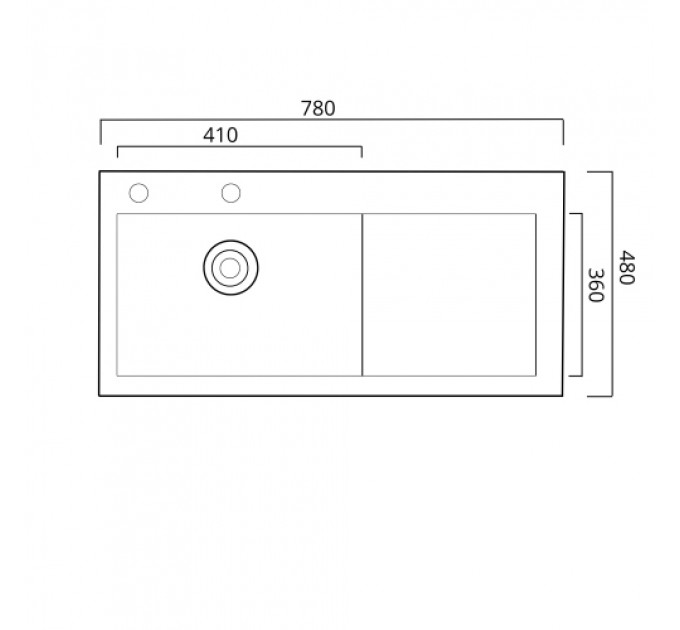 Кухонна мийка PLATINUM 78*48 L Handmade (два отвори,круглий сифон 3,0/,08)