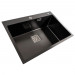 Кухонна мийка PLATINUM 70*50 PVD чорна Handmade HSB (квадратний сифон 3,0/1,0)