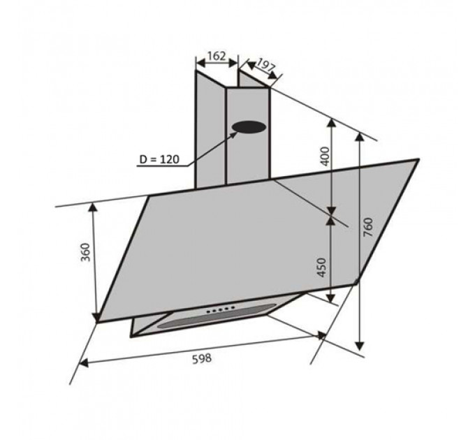 Витяжка VENTOLUX MIRROR 60 WH (750) PB