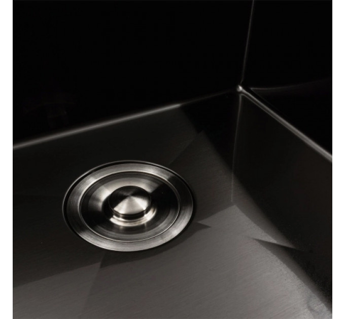 Кухонна мийка PLATINUM 78*48 L PVD чорна Handmade (два отвори,круглий сифон 3,0/,08)